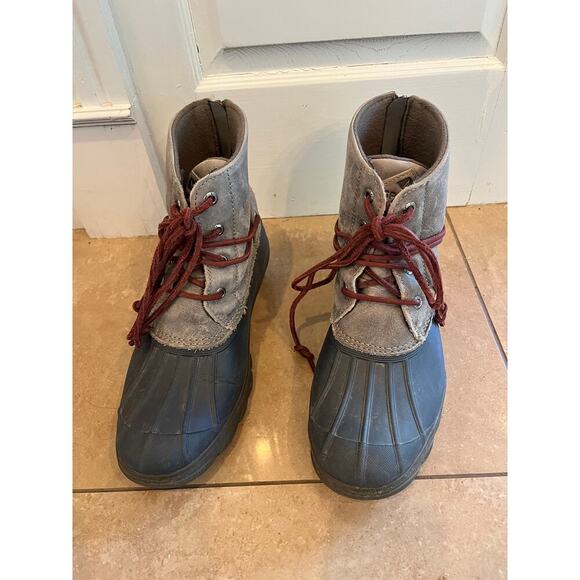 Sperry Duck Boots Rain Women 7M Leather Quarter Zip Rubber Outdoor Winter Snow - Picture 3 of 9